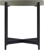 Brookline 20-Inch Round Wood End Table with Concrete Coating and Powder-Coated Iron Legs – Tray Style Top Home Accent for Living Room, Bedroom or Office by Alaterre Furniture (Gray)