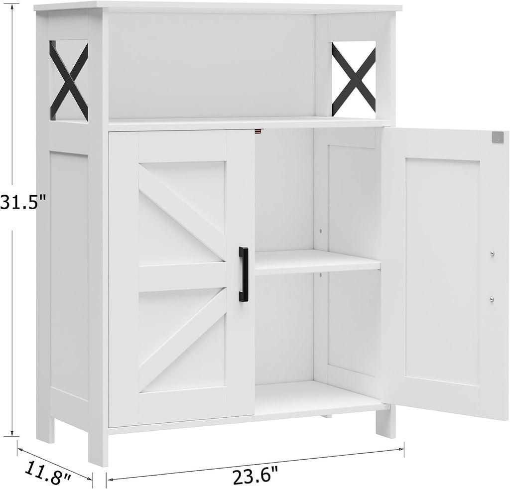 Homhedy Farmhouse Bathroom Storage Cabinet with Doors, Small Floor Cabinet