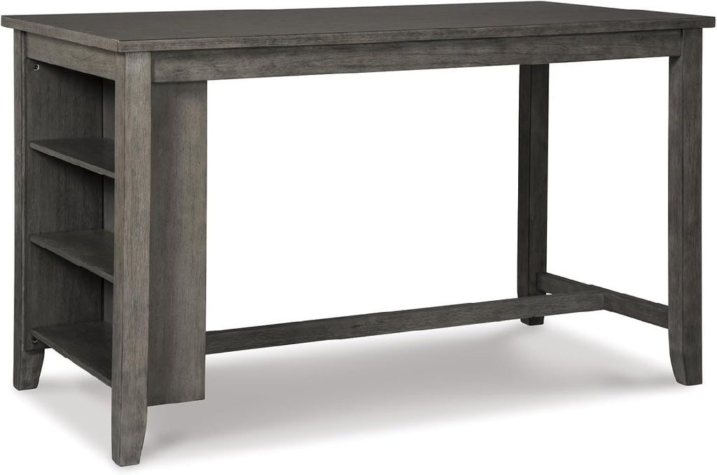 Signature Design by Ashley Caitbrook Counter Height Dining Table, Gray | Built-in side storage shelves, Veneers, wood and engineered wood construction, Kitchen island with seating