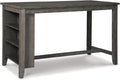 Signature Design by Ashley Caitbrook Counter Height Dining Table, Gray | Built-in side storage shelves, Veneers, wood and engineered wood construction, Kitchen island with seating
