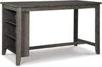 Signature Design by Ashley Caitbrook Counter Height Dining Table, Gray | Built-in side storage shelves, Veneers, wood and engineered wood construction, Kitchen island with seating