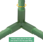 4 Pcs 11mm Greenhouse Frame Building Connectors, 3 Way Right Angle Pipe Fitting for Grape Trellis/Sunscreen Shed/Gardening Plant Stakes, Greenhouse Accessories [Green]