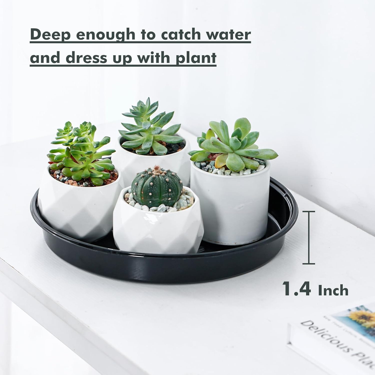 Plant Saucer 15 Pack Plant Trays for Pots 12 Inch Plastic Plant Saucers for Outdoors and Indoors Black Drip Trays for Potted Plants Flower Pot Plates to Catch Water Plant Drainage Dishes No Holes