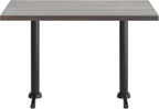 Flash Furniture Bennett 30" x 48" Solid Wood Commercial Indoor Tabletop in Dark Brown with Dual 5" x 22" Dining Height Black Cast Iron T Bases, 400 lb. Static Capacity