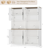HOSTACK 71" Tall Pantry Cabinet, 55" Wide Kitchen Pantry Storage Cabinet, Large Kitchen Hutch with 2 Microwave Stands, Farmhouse Coffee Bar Station with Doors and Shelves for Dining Room, White