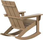 WestinTrends Ashore Patio Rocking Chairs Set of 2, All Weather Poly Lumber Plank Adirondack Rocker Chair, Modern Farmhouse Outdoor Rocking Chairs for Porch Garden Backyard and Indoor, Weathered Wood