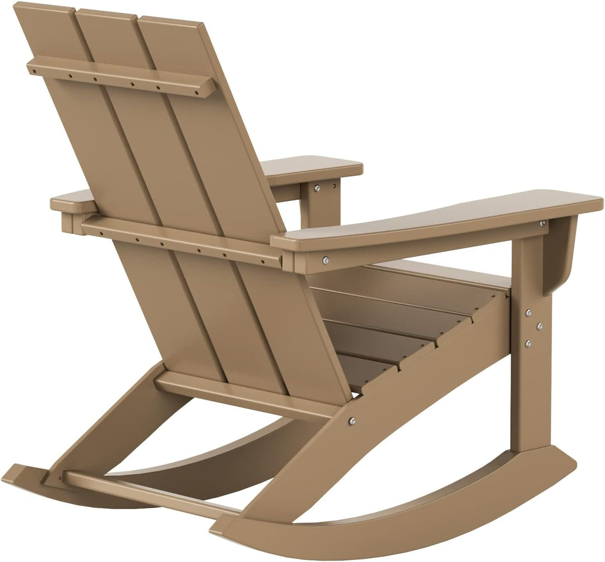 WestinTrends Ashore Patio Rocking Chairs Set of 2, All Weather Poly Lumber Plank Adirondack Rocker Chair, Modern Farmhouse Outdoor Rocking Chairs for Porch Garden Backyard and Indoor, Weathered Wood