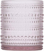 Fortessa Jupiter Beaded Hobnail Glass, 10 Ounce Double Old Fashioned (Set of 6), Pink