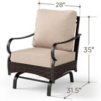 PHI VILLA Rocking Patio Sofa Chairs - 2 PCS Outdoor Rocking Armchairs, Patio Seating with High Back Deep Seat for Porch Deck Balcony