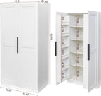 22 inch Deep Kitchen Pantry Cabinet Storage Organizer with Fridge Space,Wood White Food Kitchen Cupboard with 12 Door Shelves Storage Dining Room Furniture (White)