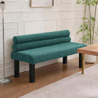 51'' Small Dining Bench with Back, Upholstered Armless Kitchen Banquette Seating, Minimalist Comfy Mini Loveseat Sofa, Modern Entryway Bench with Wood Leg for Dining Living Room Apartment (Green)
