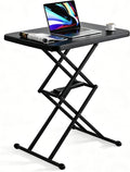 Small Folding Table, Height Adjustable in 2 Seconds with 4 Settings, Ultra-Thin 3" Foldable Design, No Assembly Required, Black 26-Inch TV Tray Laptop Desk for Picnic, Indoor/Outdoor Use, 1 Pack