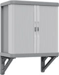 Terry, Rolling Space wall Cabin; wall Cabinet with Two Sliding Doors, Exterior and Interior, 2 Internal Adjustable Shelves, Grey, Made of Recycled Plastic, Dimensions: 59 x 36 x 59 cm