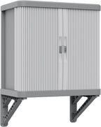 Terry, Rolling Space wall Cabin; wall Cabinet with Two Sliding Doors, Exterior and Interior, 2 Internal Adjustable Shelves, Grey, Made of Recycled Plastic, Dimensions: 59 x 36 x 59 cm