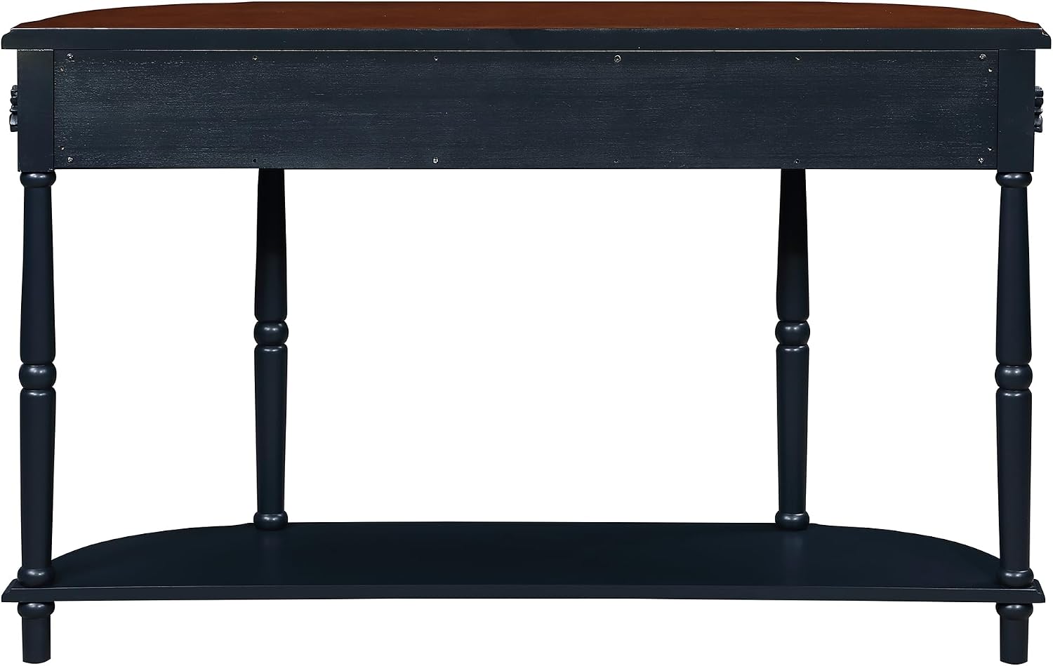 P PURLOVE Curved Console Table with 2 Drawers, Retro Sofa Table with Solid Wood Frame and Legs, Half Moon Entry Table for Home Kitchen Entryway (Navy Blue)