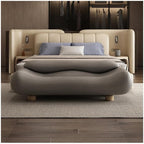 Modern High-end Wavy Bedroom Bed End Stool with Backrest Spring Bedside Couch Sofa Long Bench Entryway(Gris)