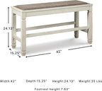 Signature Design by Ashley Bolanburg Double Upholstered Bench, Counter Height, Whitewash