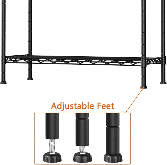 3-Shelf Adjustable Heavy Duty Storage Shelves,36" Wx14 Dx35.8 H Metal Organizer Wire Rack for Laundry Bathroom Kitchen Pantry Closet Garage Shelving Black