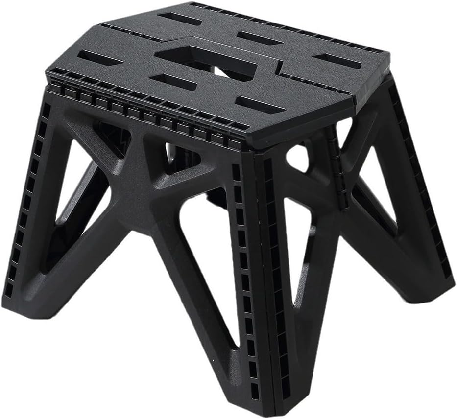 Folding Stool, Sturdy Plastic Construction with 260lbs Capacity, Portable Seat with Handle for Camping, Fishing, Office and Home Use(Grey)