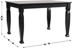 EMMA + OLIVER Milford 47" Solid Wood Dining Table, 3 Inch Offset Paneled Apron, 3" Turned Decorative Legs, Water Resistant Finish, Seating for 4, Black Matte