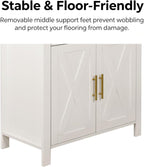71" Tall Arched Kitchen Pantry Cabinet with Glass Doors - Farmhouse Storage Cabinet with Adjustable Shelves & Barn Door Design - Freestanding Cupboard for Kitchen, Dining & Living Room (White)