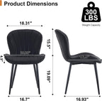 Fabric Dining Chairs Set of 4, Mid Century Modern Kitchen Chairs with Padded Cushion Seat and Metal Legs for Dining Room, Comfy Breathable Upholstered Side Accent Chairs, Black