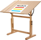 MEEDEN Extra-Large Wood Drafting Table: 42" x 30" Artist Drawing Table Desk - Painting Table with Adjustable Height & Angle - Art Table for Adults with Pencil Ledge for Sketching, Writing, Natural