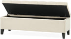 51" Storage Ottoman Bench, Foot Rest with Legs - Beige Button Tufted Storage Ottoman End of Bed with Safety Hinges, Entryway Bedroom Bench for Living, Dining Room and Hallway