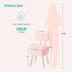 Small Vanity Stool Chair with Storage and Foldable Back, Pink | Soft Storage Ottoman, Footrest Stool, Teddy Fleece Vanity Stool for Makeup, Bedroom, Living Room