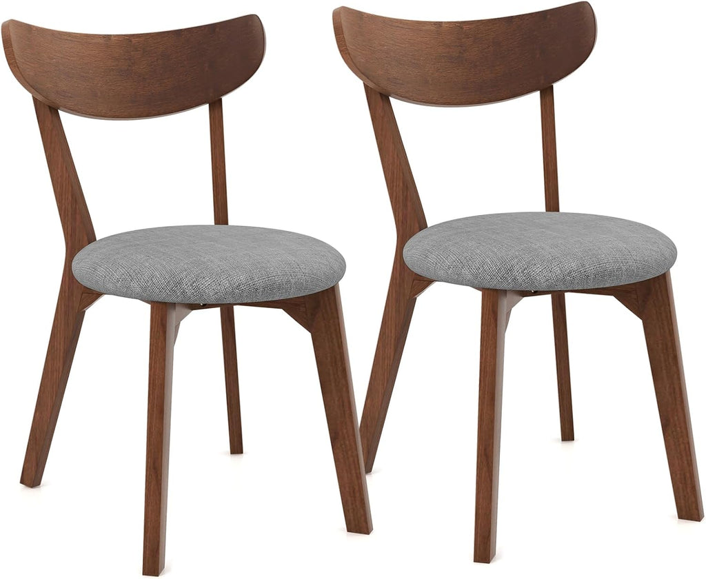KOTEK Dining Chairs Set of 2 with Rubber Wood Legs | Mid Century Modern Kitchen Chairs with Cushioned Seat, Curved Backrest, Wooden Side Chairs for Dining Room, Living Room