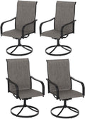 Anmutig Patio Swivel Dining Chair, Outdoor Metal Chair with Textilene Mesh Fabric Patio Furniture Set Porch Chairs with Metal Rocking Frame for Lawn Garden Backyard Light Tan/Grey