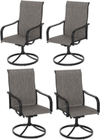 Anmutig Patio Swivel Dining Chair, Outdoor Metal Chair with Textilene Mesh Fabric Patio Furniture Set Porch Chairs with Metal Rocking Frame for Lawn Garden Backyard Light Tan/Grey