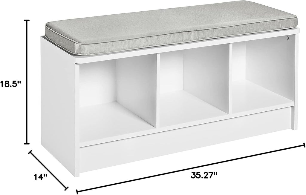 ClosetMaid 1631 Cubeicals 3-Cube Storage Bench, White with Gray Cushion