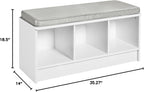 ClosetMaid 1631 Cubeicals 3-Cube Storage Bench, White with Gray Cushion