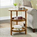 Telephone Table, Small Coffee Table,Telephone Side Table,Living Room Sofa Side Table,Three-Tier Storage Table,Round Solid Wood Table,2 Colors(Color:Walnut,Size:20.0720.07