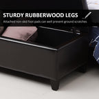 Versatile Storage Ottoman with Upholstered Soft-Touch Fabric Top and Sturdy Wood Frame for Living Room or Bedroom Use