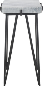 SAFAVIEH Home Collection - Rolf Accent Table, Rectangular Marble Side Table with Black Metal Legs, Fully Assembled (ACC3725A)