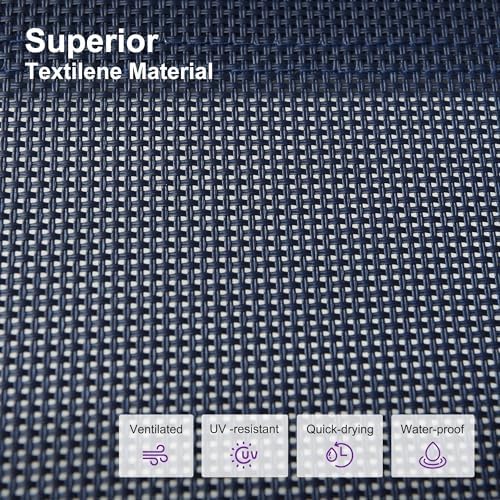 PURPLE LEAF Oversized Outdoor Lounge Chair Set of 2 Aluminum, Deep Blue | Extra wide full relaxation, Textilene quick dry & durable, Powder coat for anti-rust, Armrests added comfort, 5-Position