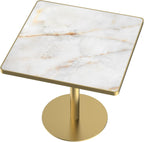 SSLine Marble Square Dining Table,31.5" Tulip Table Bistro Table for 2-4 People,Modern Kitchen Dining Room Furniture with Sintered Stone Tabletop and Stainless Steel Pedestal for Small Places