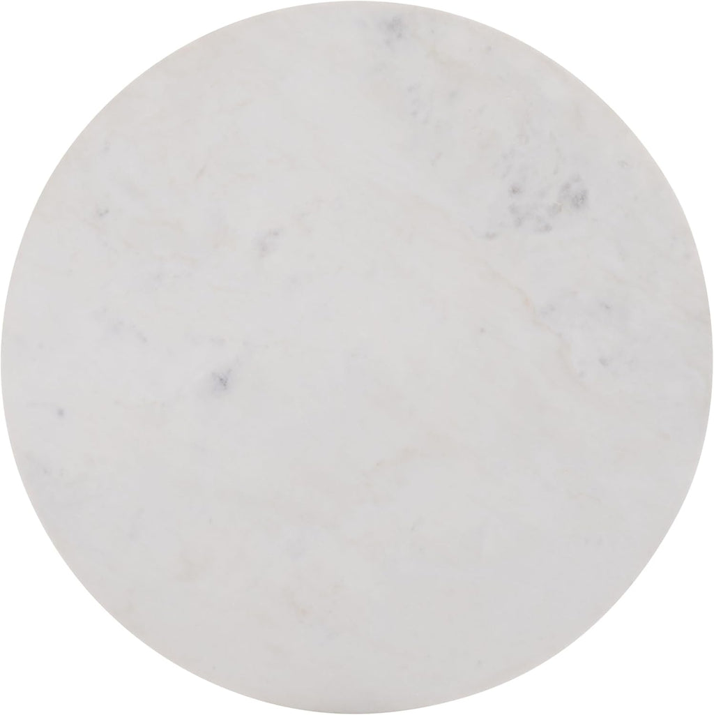 SAFAVIEH Home Collection - Sanji Marble Top Accent Table, Round Modern Side Table, White Marble & Black Base (ACC3737B)