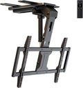 Motorized Ceiling TV Mount Flip Down with Remote for 37-75‘’ TVs, Black | Space Saving and Adjustabe, Fits Flat and Pitched Roof, Electric Drop Down TV Mount, Max VESA 600x400 mm, Max holds 99lbs