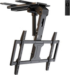 Motorized Ceiling TV Mount Flip Down with Remote for 37-75‘’ TVs, Black | Space Saving and Adjustabe, Fits Flat and Pitched Roof, Electric Drop Down TV Mount, Max VESA 600x400 mm, Max holds 99lbs