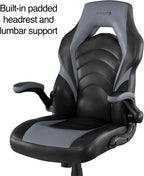 STAPLES Emerge Vortex Gaming Chair, Adjustable Height, Swivel Black | Racing-style design with sturdy swivel base, ideal for gaming or office desk setups.