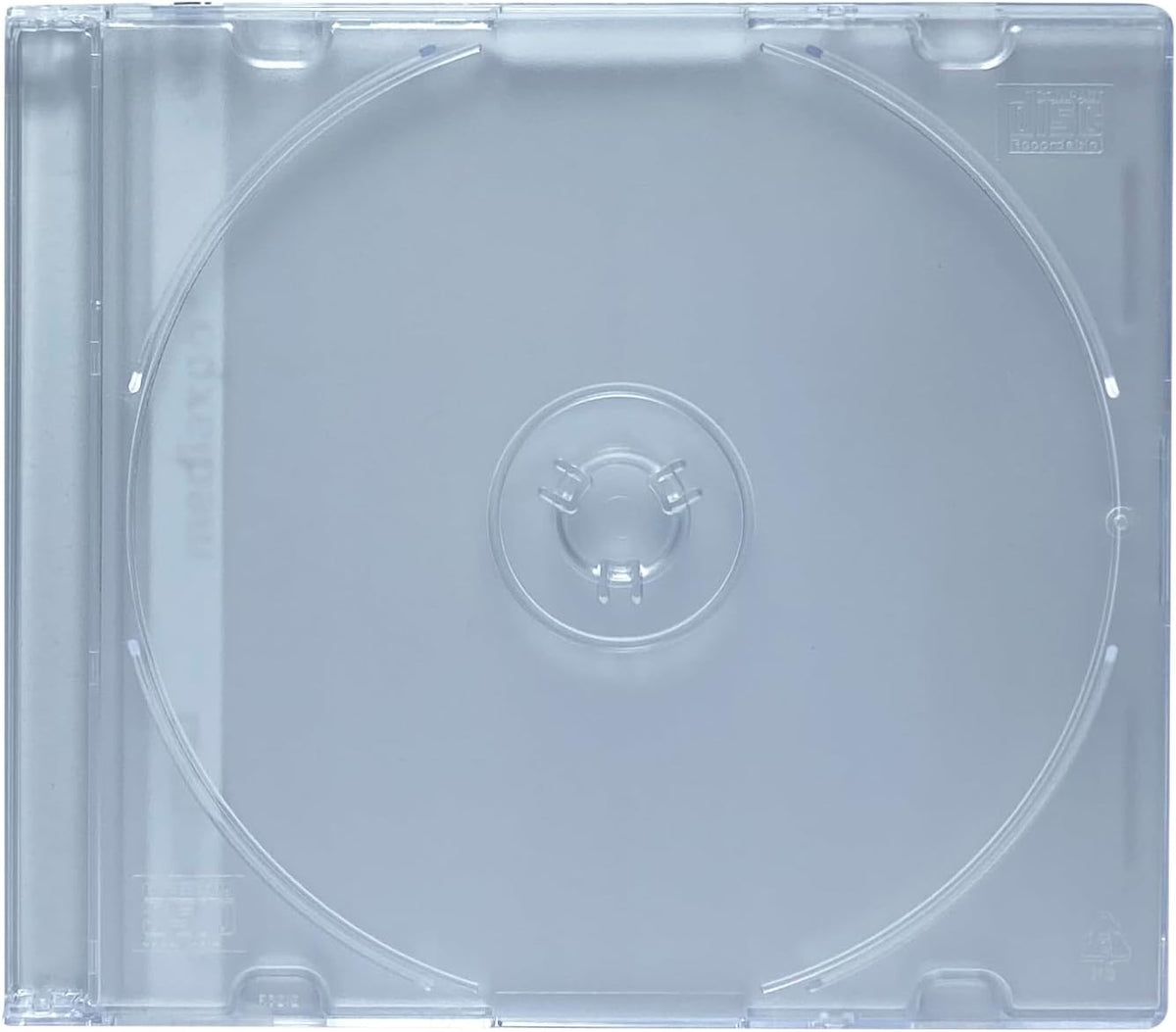 mediaxpo Premium Slim Clear Jewel Cases - Protect and Showcase Your CDs - Slim CD Case for Space-Saving Storage (Pack of 100)