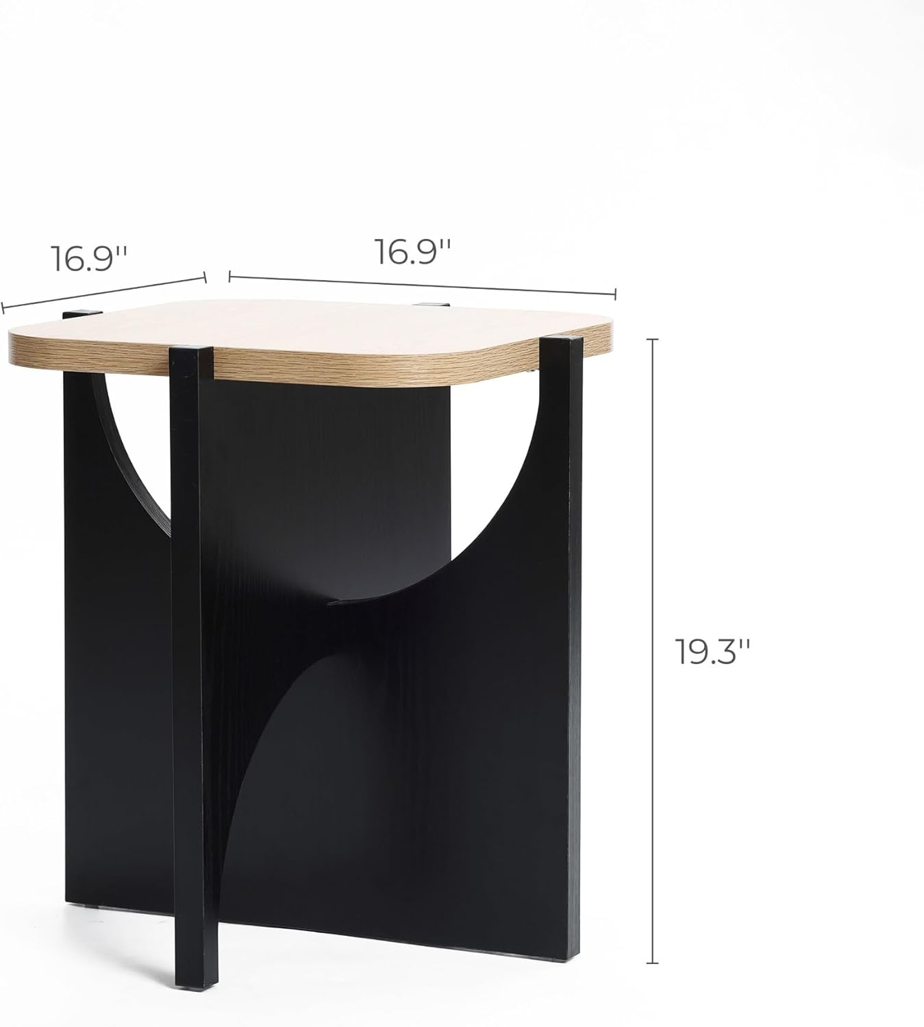 LuxenHome Modern Square Side Table, 19" Black & Brown Wood Accent End Table for Living Room, Office, Apartment, Nightstand, Bedside Sofa Coffee Table Home Furniture