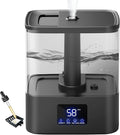 KZF 6L Top Fill Humidifiers for Bedroom & 60H Runtime - Cool Mist Humidifier, 3 Mist Levels, 8H Timer, Essential Oil Tray, Humidity Display, Quiet for Bedroom, Baby, Plants, Large Room