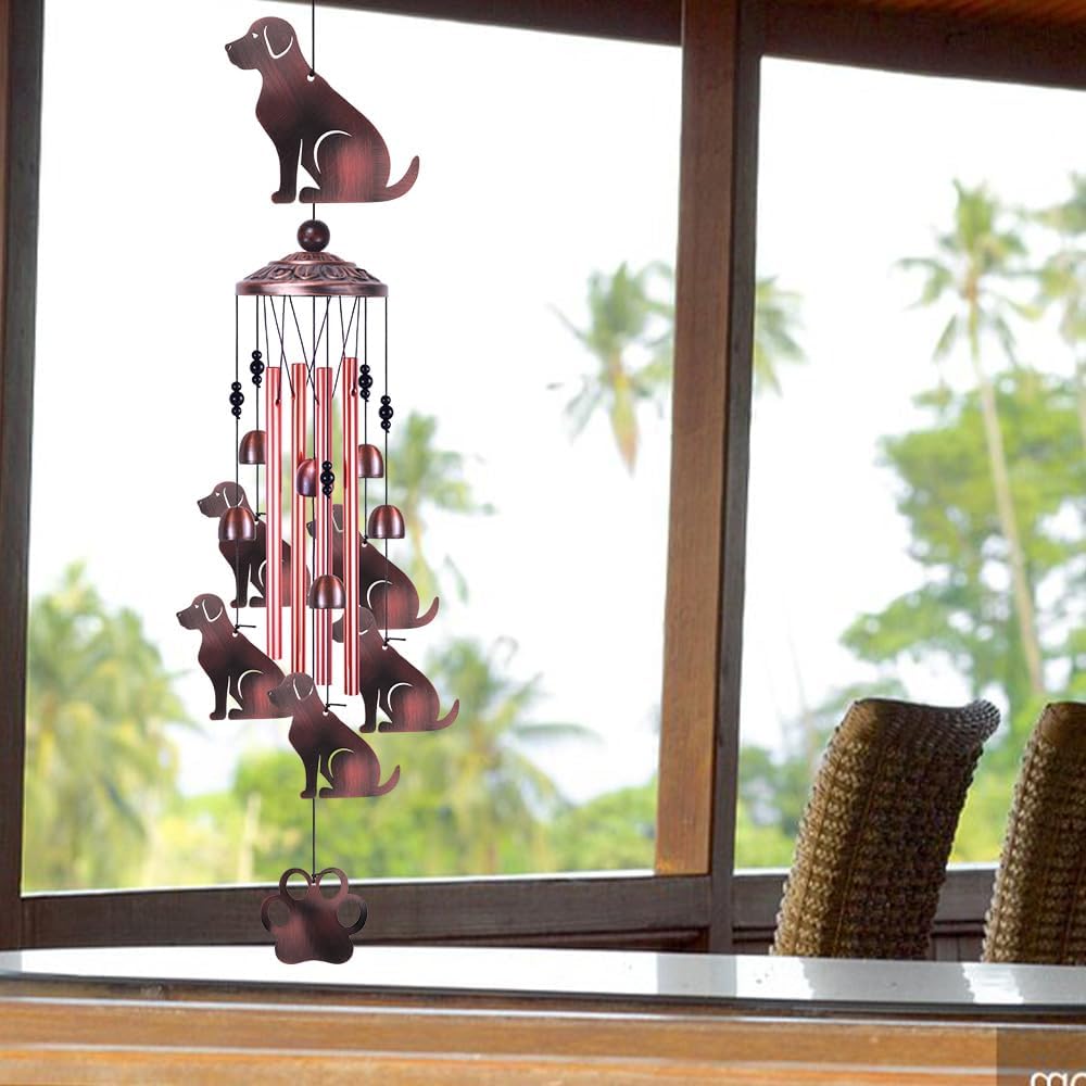 36 Inch Dogs Wind Chimes Outdoor/Indoor Decor - Metal Dog Musical Wind Bells, Mobile Romantic Dog Wind Catcher, Outdoor Dogs Wind Chimes Gifts for Mom, Home, Balcony, Trees, Festival Garden Decoration