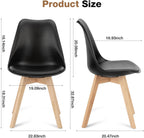 OLIXIS Modern Dining Chairs Set of 4, PU Leather Upholstered Kitchen Chairs with Wood Legs, Mid Century Accent Chairs for Living Room, Bedroom, Outdoor Lounge, Black