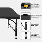 Folding Table, 4FT/6 FT Foldable Table with Carrying Handle, Steel Legs Heavy Duty Portable Utility Table for Party, Dining, Wedding, Events, Picnic Indoor, Outdoor, Camping