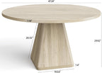 ONBRILL 47 Inch Round Dining Table for 4-6,Square Pedestal Base,Oak | Circle Kitchen Table with Thickened Tabletop, Modern Dining Room Tables, Dinner Tables for Kitchen Small Space (Table Only)
